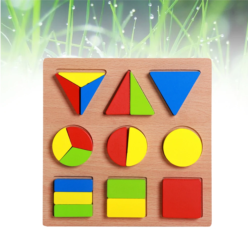 1 set di inserti a forma di geometria in legno, tavola cognitiva a forma geometrica, giocattoli puzzle, tavola di abbinamento (forma 2)