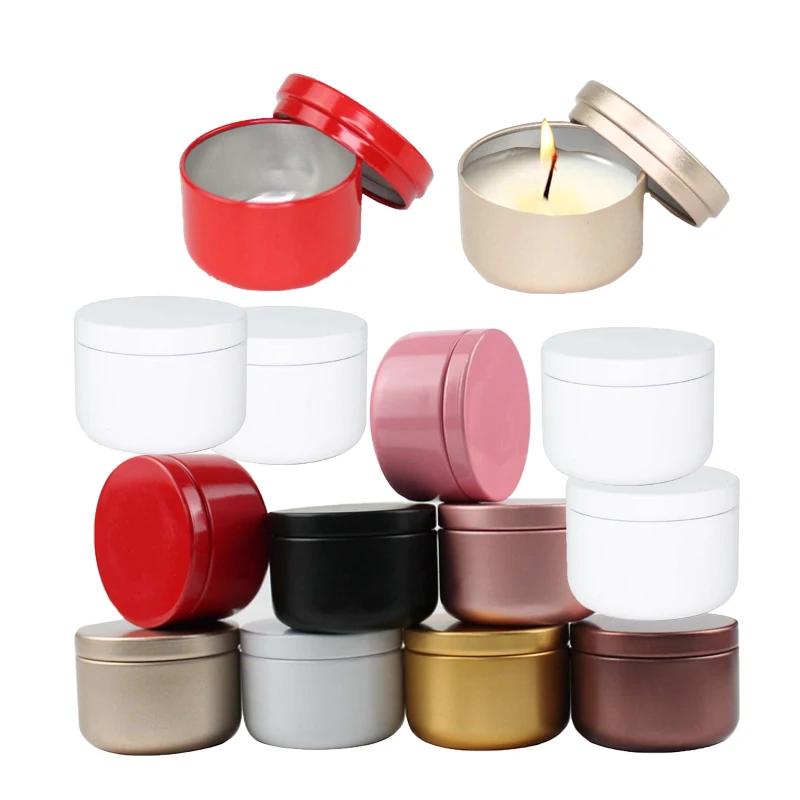 45/60/80/100pcs Aluminum Candle Tin 50ml Round Candle Containers Cosmetic Jars Oil Cream Pot Empty Aromatherapy Sealed Metal Can