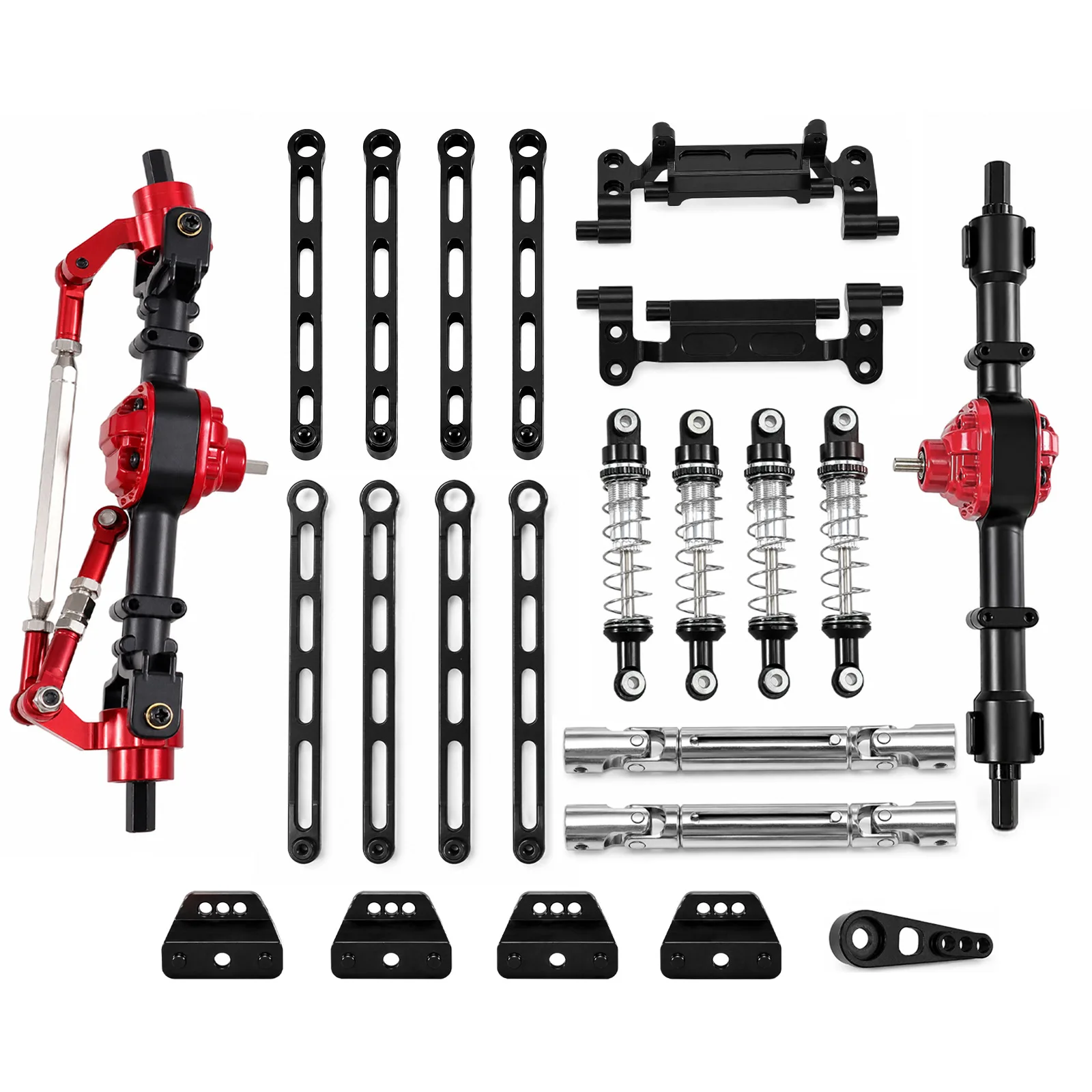 Metal Oil Shock Front Rear Portal Axle Chassis Link CVD Drive Shaft Upgrade Kit For MN MN300 MN78 RC Crawler
