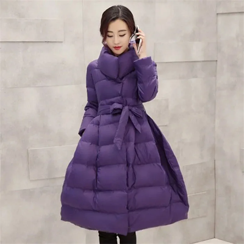 2023 Winter Jacket New Cotton Coat Women\'s Parkas Mid Length Korean Slim Red Fluffy Warm Cotton Padded Coat Female Outerwear Top