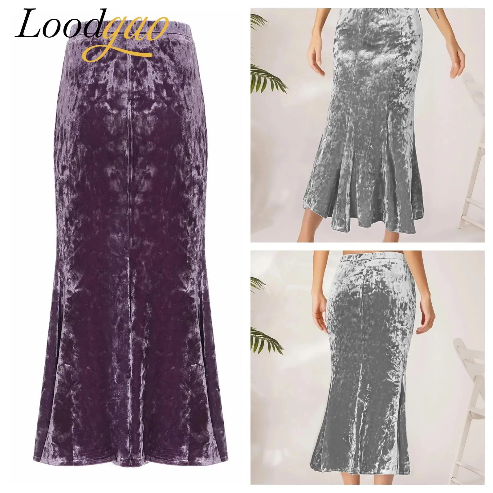 

Вечерние женские юбки с эластичной резинкой на талии, облегающая юбка-миди, женская юбка-русалка, осенняя одежда, вечерняя бархатная женская юбка с высокой талией