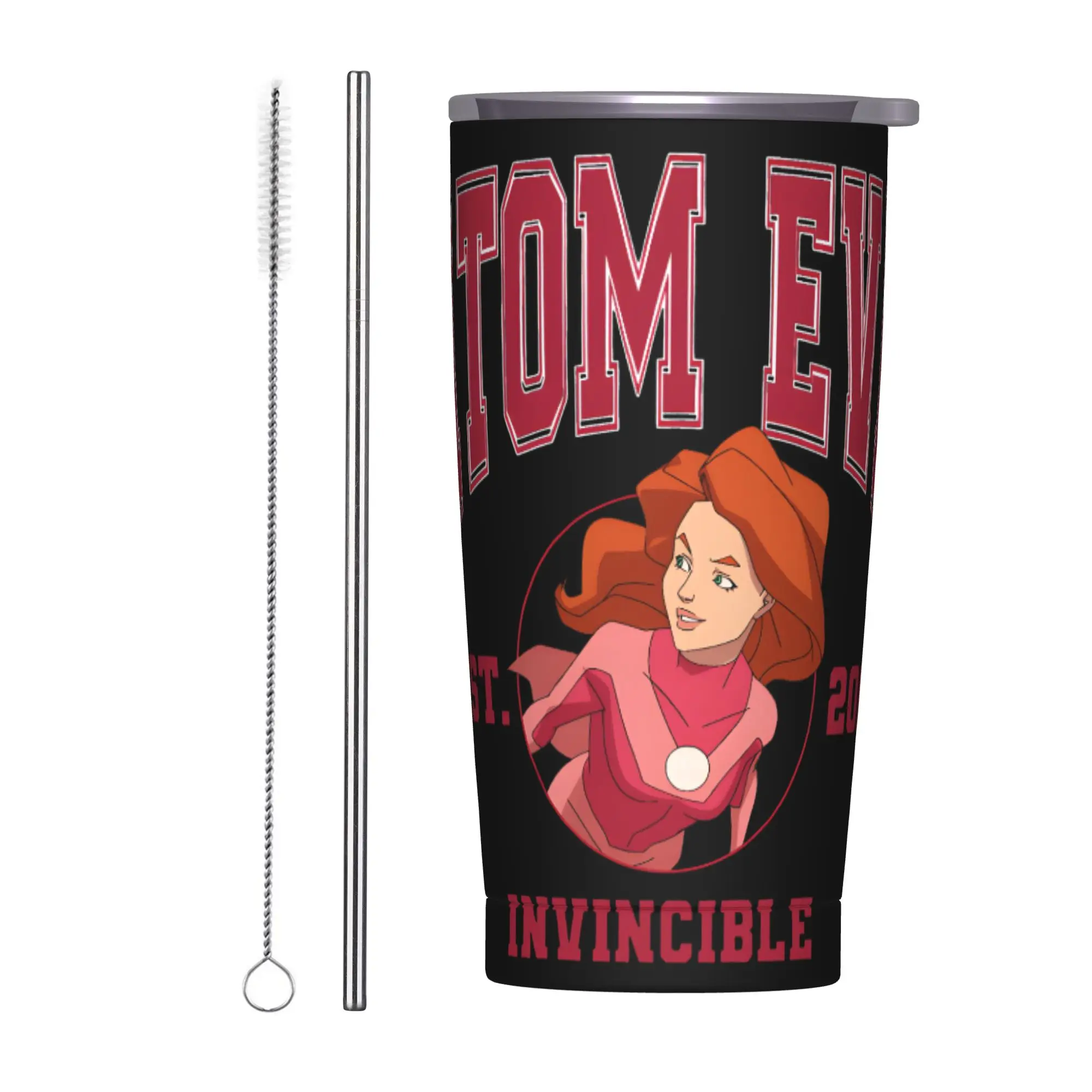 Anime Pretty Hero Atom Eve Tumbler  Leakproof Cold Drink Water Bottle Stainless Steel Driving Thermal Mug