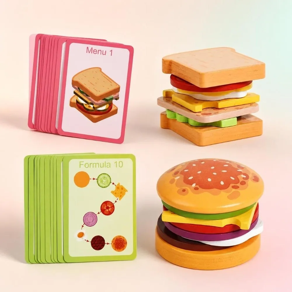 Wooden Pretend Play Kitchen Pretend Play Matching Game Simulation Food Matching Game Montessori Educational Simulation Food