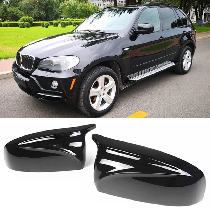 

For BMW X5 E70 X6 E71 Auto Accessories Car Rear View Side Mirror Cover Rearview Mirror Cap ABS Carbon Fiber Gloss Black 08-13