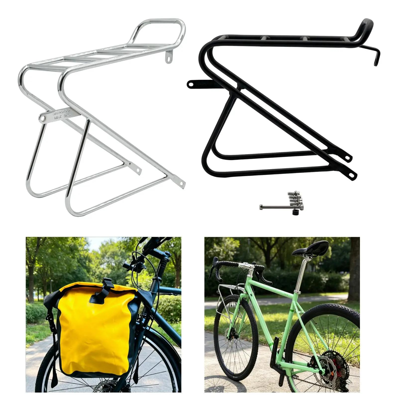 Easy Install Bike Front Cargo Rack High Strength Bicycle Carrier for Road Touring and Gravel Rides