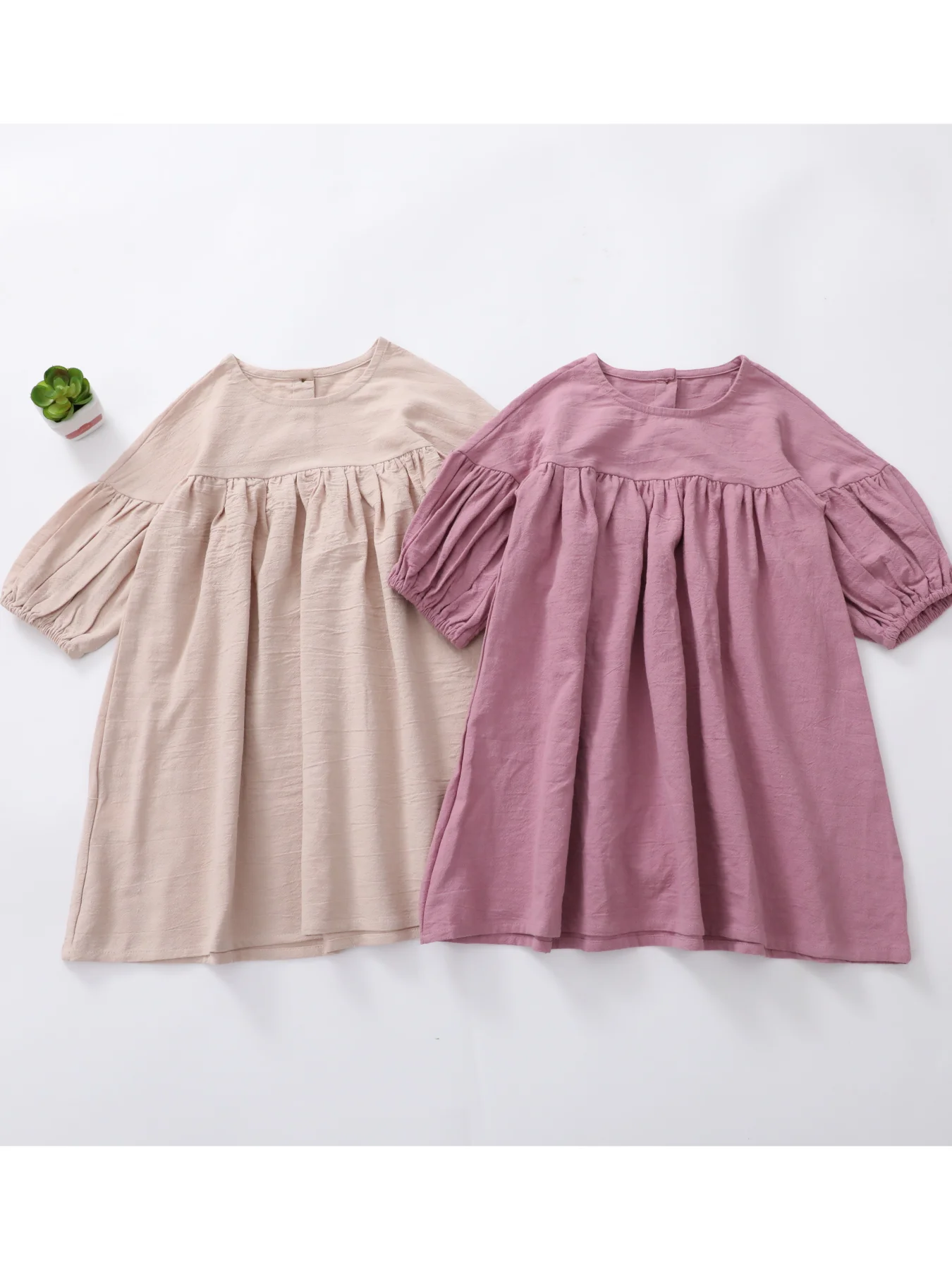 Girl's Cotton Linen Long Sleeve Dress Children's Fresh A-Line Dress Kids Clothing Autumn Style