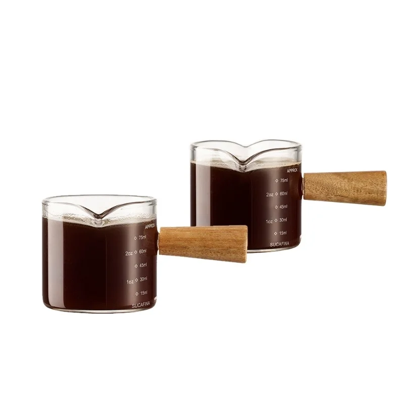 

[Hot Sales] 75ml Glass Espresso Measuring Cup Double/Single Mouth Glass Milk Jug with Handle Glass Scale Measuring Mugs