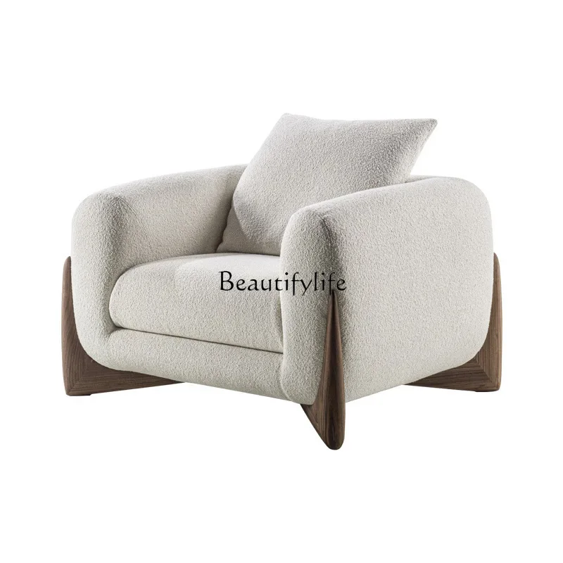 

ls 35Nordic living room furniture small apartment fabric log sofa wabi sabi wind double seat