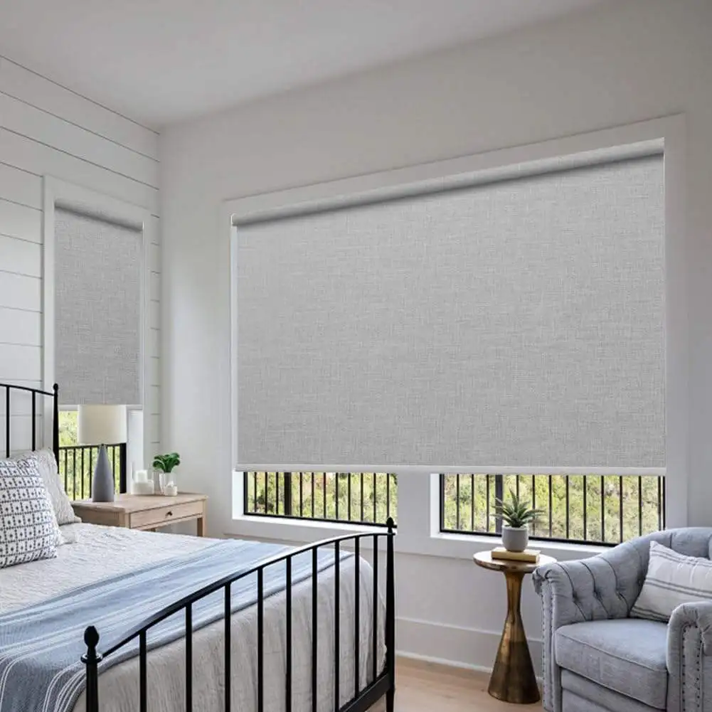 Motorized  Roller Blinds for Living Room, Full Shade Screen, UV Protection, Privacy, Wi-Fi, Tuya, Electric Control, Kitchen