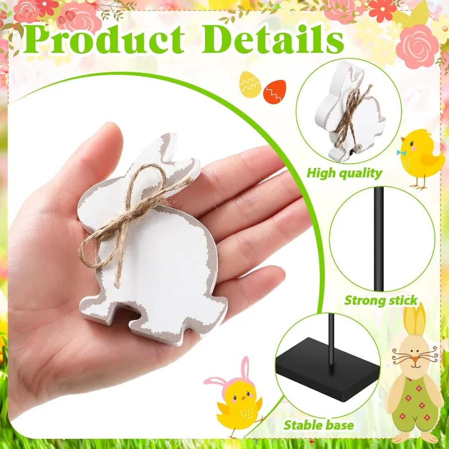 부활절 스탠딩 테이블 장식 나무 토끼 계란 토끼 테이블탑 장식 부활절 높이가 있는 다층 트레이 장식 블록 사인 클래식 러스틱