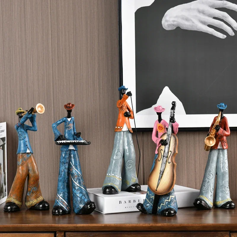 

Creative American Band Decorative Figurines Musical Instrument Model Living Room Porch Study Arts&Crafts Sculpture Home Decor