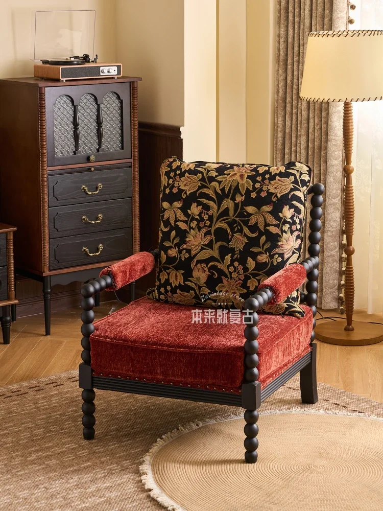 

/Jenny sofa chair/French retro casual single chair American solid wood lazy sofa