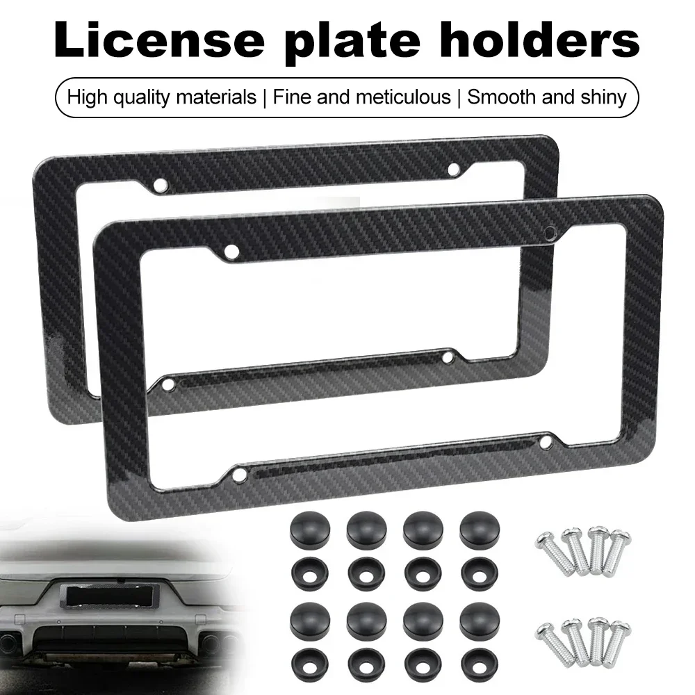 

1/2 Plastic ABS Carbon Fiber Patterned License Plate Holder with Standard Screw Kit for License Plate Frame Protection Parts