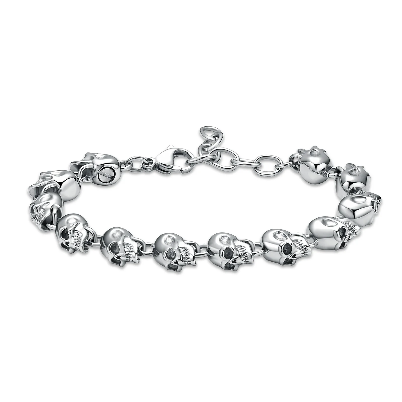 

Cremation Bracelet for Ashes Stainless Steel Skull Link Bracelets Adjustable Hand Chain Keepsake Memorial Jewelry for Men Women