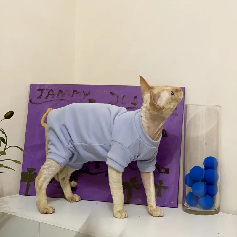 Sphynx Cat Clothes Soft Fleece Kitten Cat Pajamas Warm Pet Cat Jumpsuit Hoodies Costumes For Sphinx Devon Cat