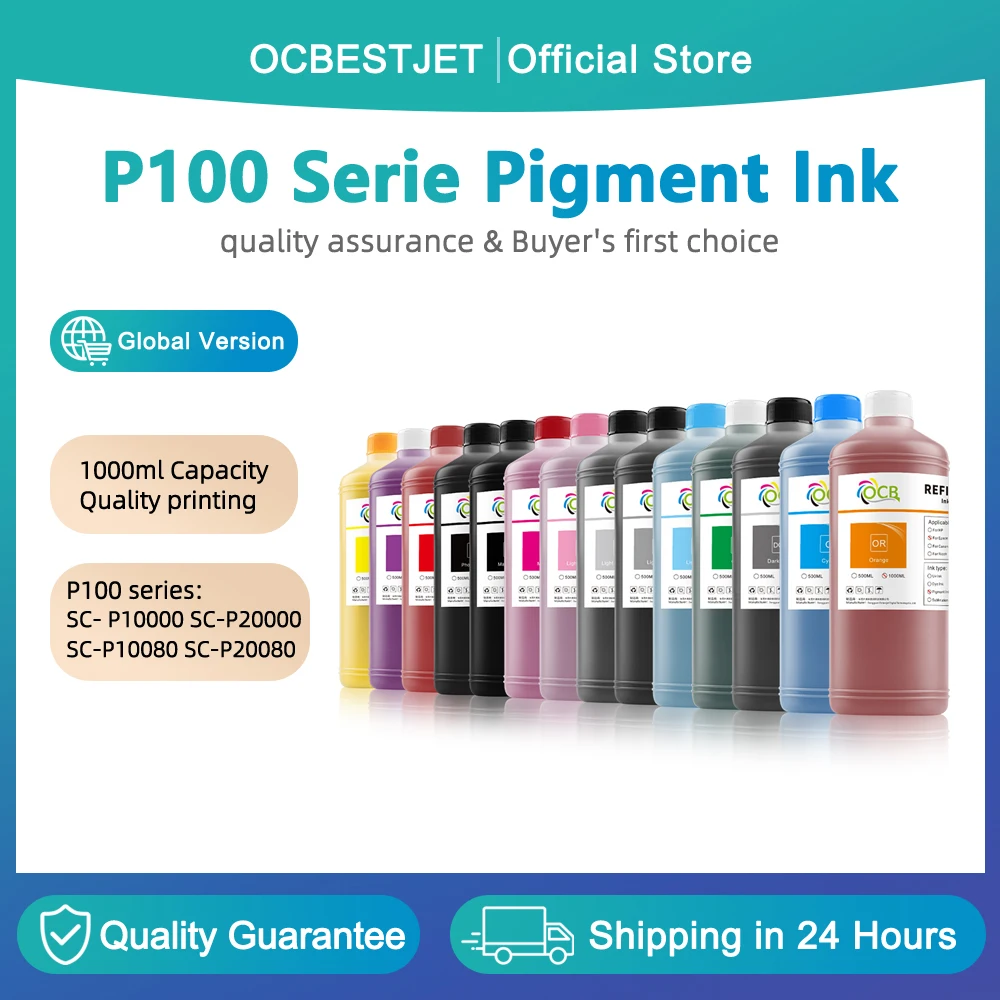 1000ML /Bottle Waterproof Pigment Ink P100 series for Epson SC-P10000 SC-P20000 SC-P10080 SC-P20080 printer T800 T802 series