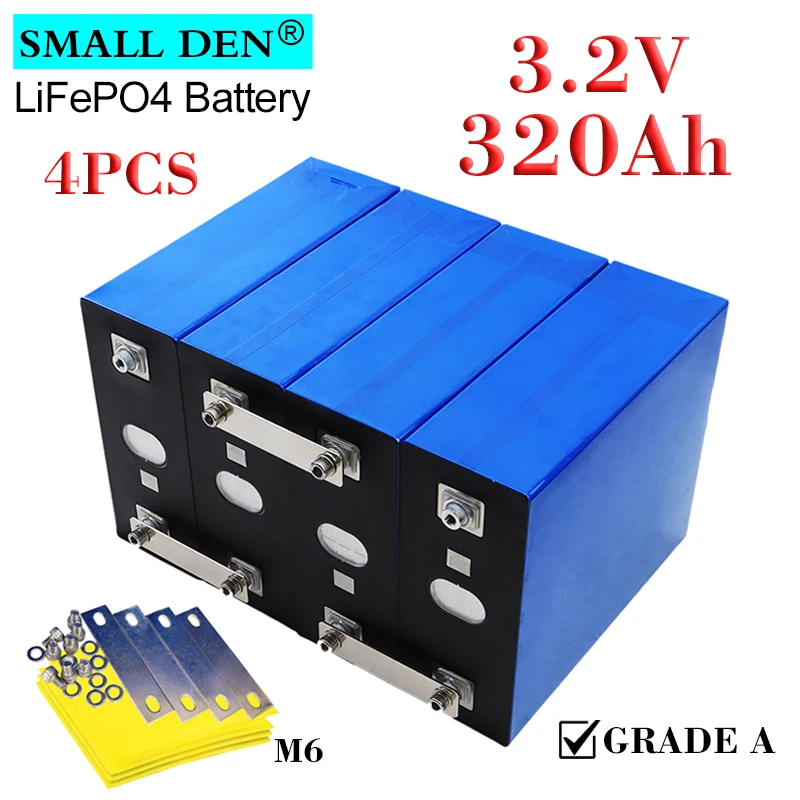 4PCS NEW 3.2V 320Ah LiFePO4 Battery 3C Lithium Iron Phosphate cells DIY 12v 24v 48v Electric car Boat RV Solar storage Inverter