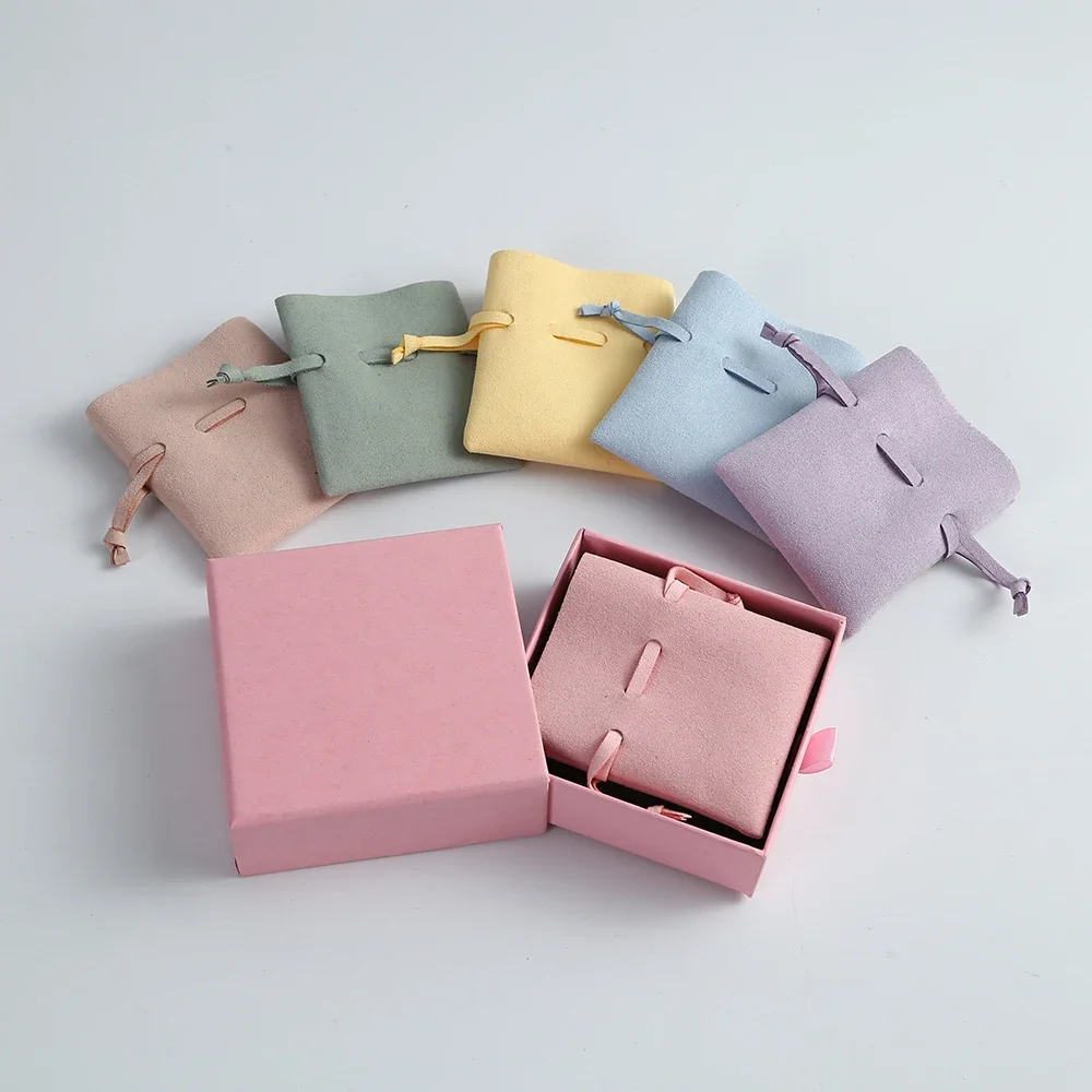 Bolsa de microfibra con colgante, anillo, pendiente, pulsera, embalaje de regalo, joyería, sobre, bolsas de almacenamiento con solapa hongo, 25 uds.