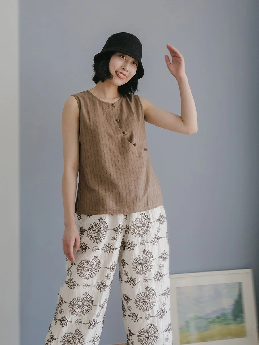 

Zijin Original Design Silk Silk Buttonl Chinese Sle Top Svel Loose Fit Antibacterial Breathable Women's S...