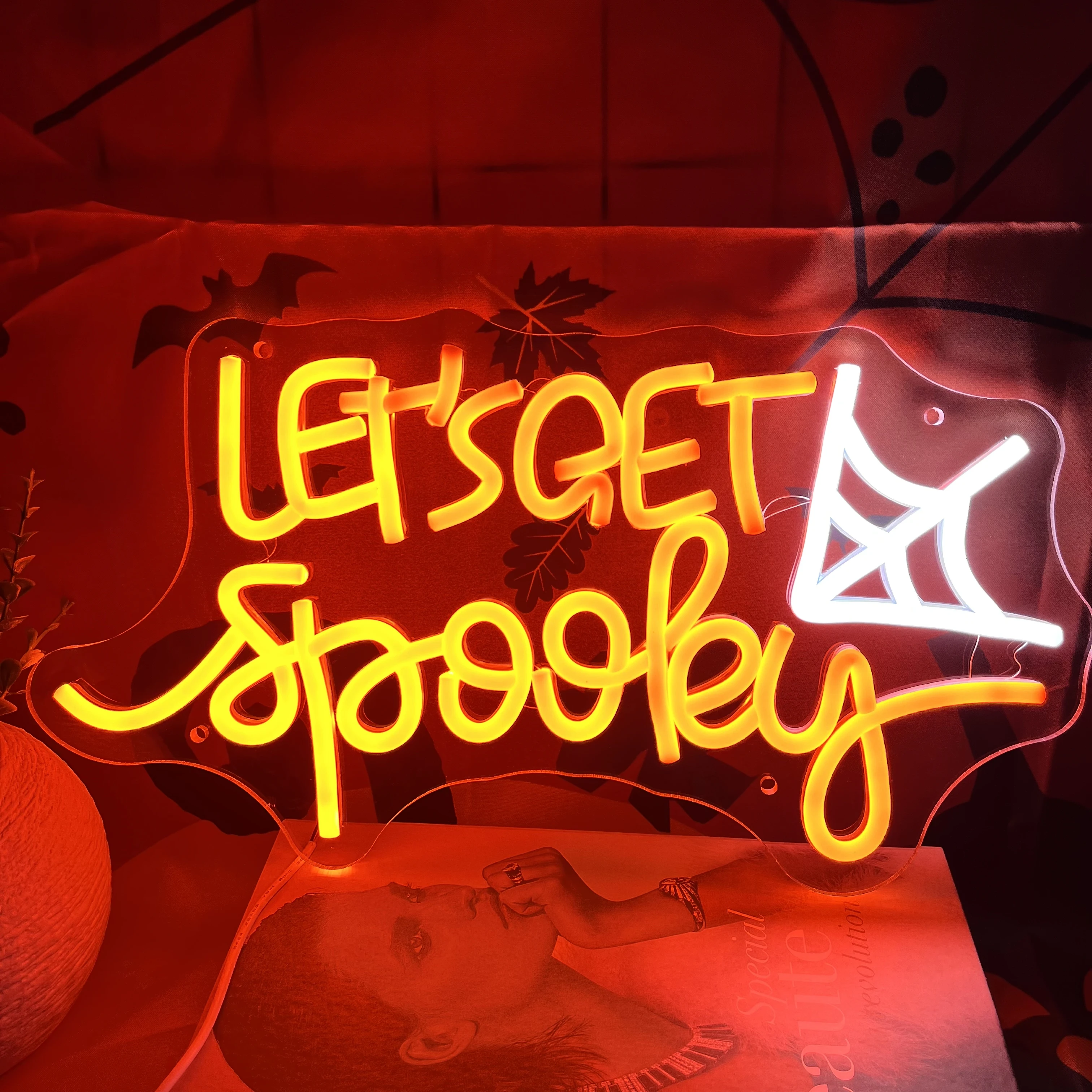 

Halloween Neon Sign Lets Get Skoopy Led Neon Sign Orange Neon Light Ghost Led Sign For Halloween Party Wall Decor