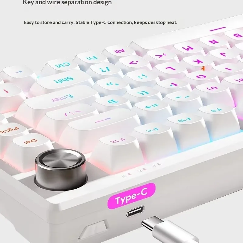 75 Keys Trimode, Keyboard Mute Mechanical Feeling PBT Double Shot Backlit Spherical Keycaps For Office Gaming Gamers Office RGB