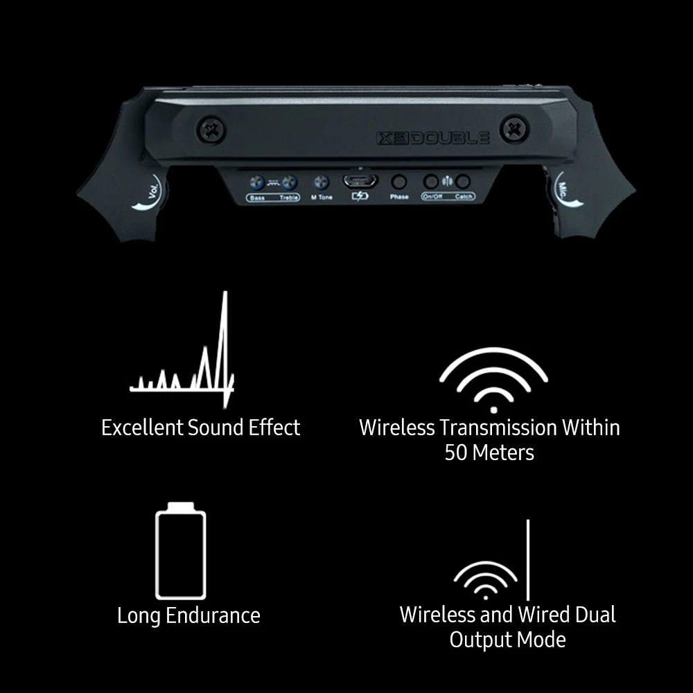 JEWireless-Câble acoustique sans fil et filaire, système de basses électriques, aste, pour Guit, Double X2 JE514 up