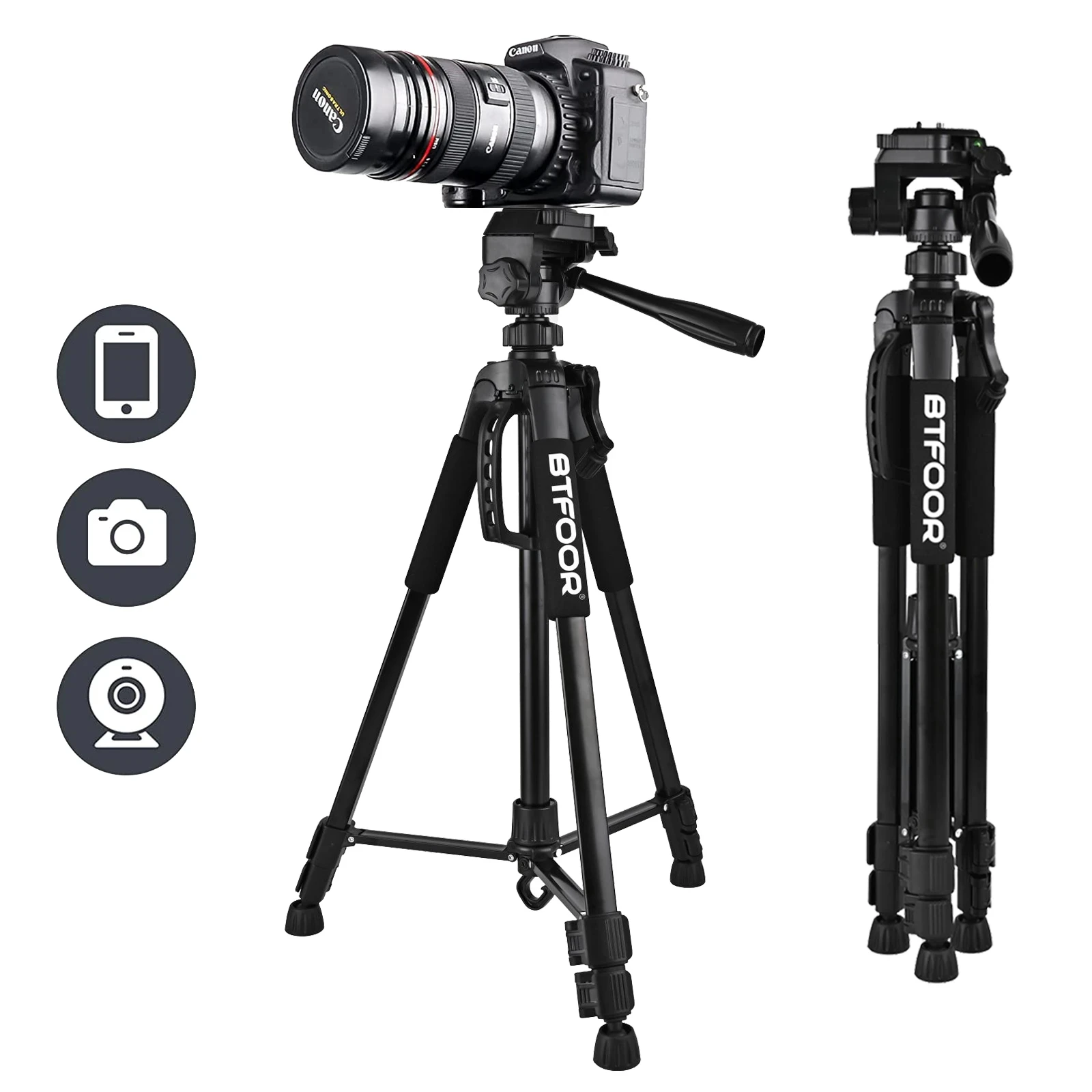 Universal Phone Travel Self Tripod 55” 140CM Stand With Quick Plates Mount Pan Head For Canon Nikon DSLR SLR Digital Camera