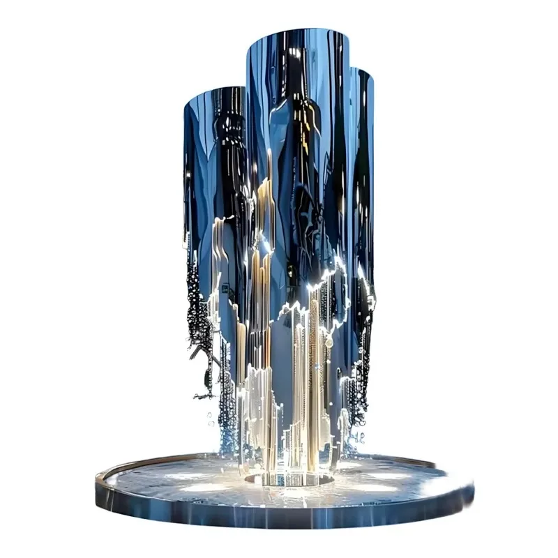 

【From China】OEM ized Large Stainless Steel Waterfall Fountain Modern Outdoor Sculpture Large Waterfall Feature