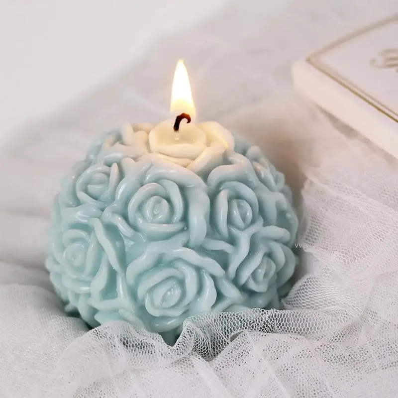 3d Rose Ball Kerze Harz Silikon form Valentinstag Casting, kreative elegante Blume Kerzenhalter