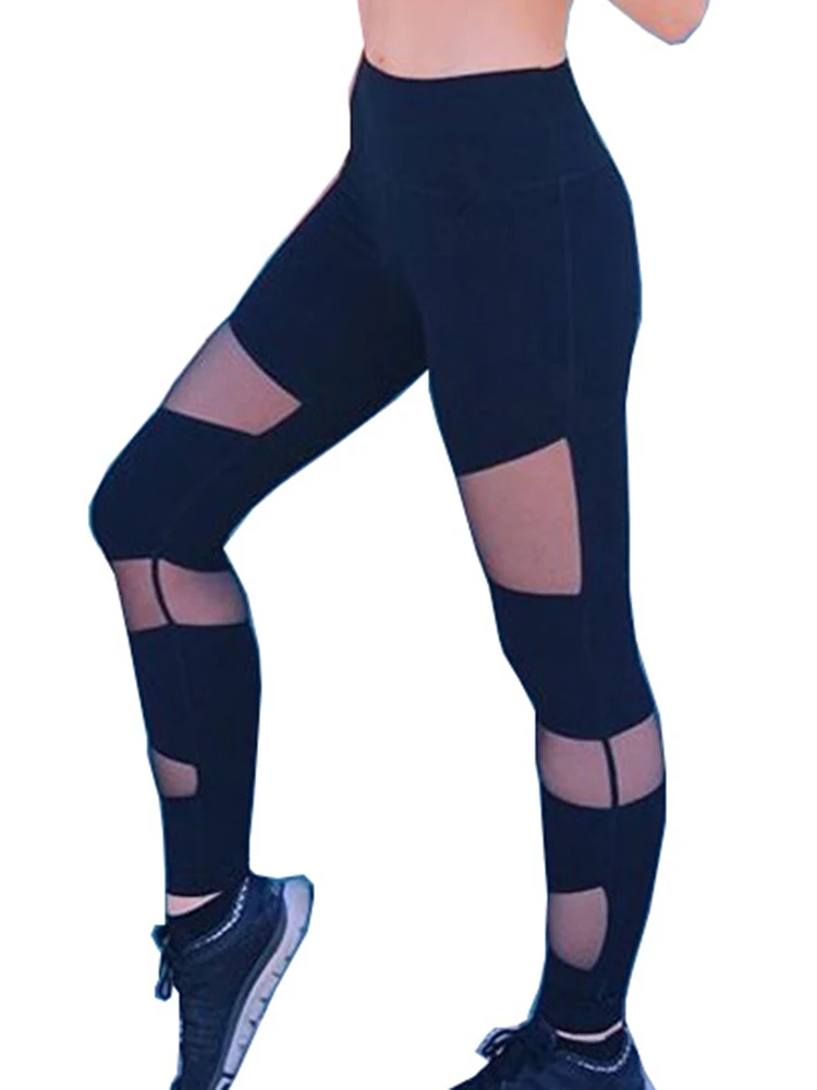 Mallas deportivas de cintura alta para mujer, Leggings ajustados de realce para gimnasio, pantalones sexis para correr, color negro