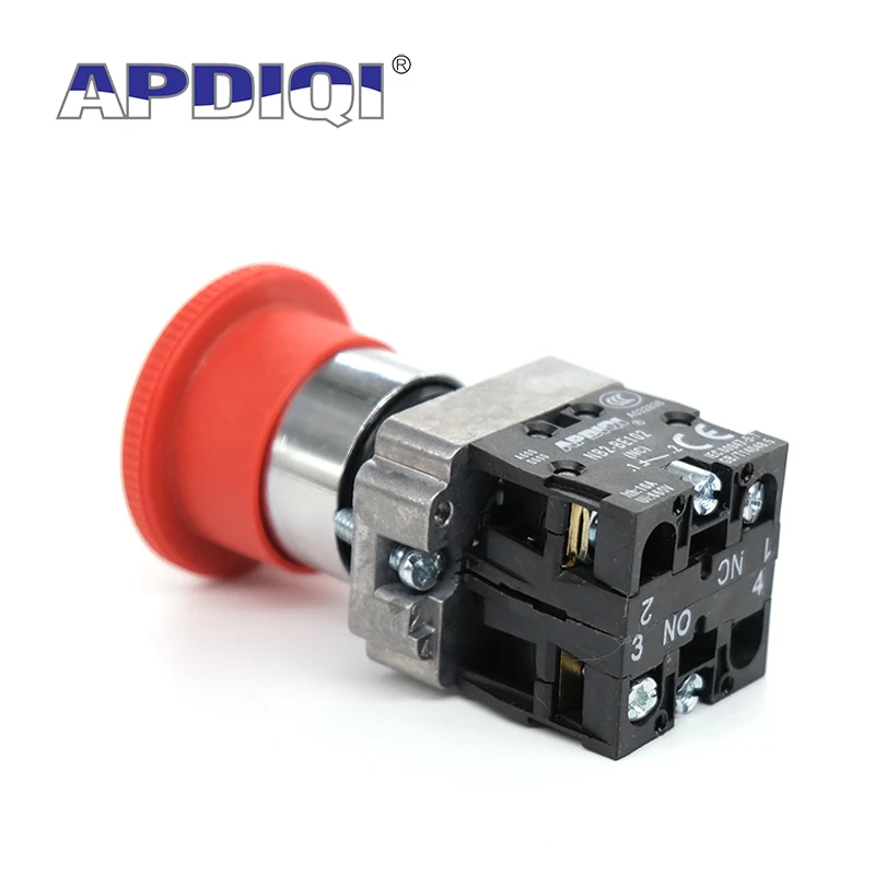 APDIQI 1Pcs XB2 BS542 Metal Emergency Stop Red Mushroom 30 40MM 60 Push Button Switch Self Lock NO NC Normally Open 22mm ZB2 10A