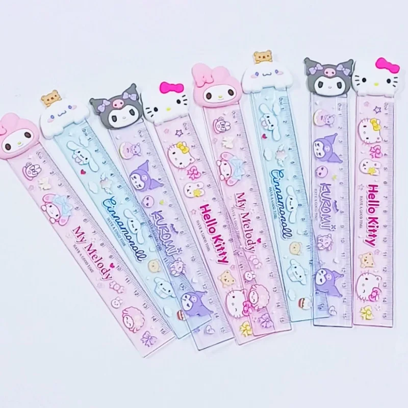 

24/48pcs Sanrio Kuromi Melody Cinnamoroll Kitty Ruler Cute Drawing Painting Tool Bookmark Stationery Gift School Supplies