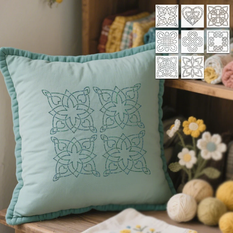 YOMDID 8pcs Ancient Symbol Pattern Sewing Template DIY Sashiko Embroidery Template for Patchwork, DIY Art, Crafts Home Decor