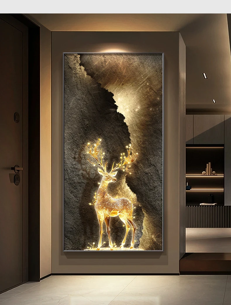 Luxurious and exquisite reindeer mural, LED wall lights in the lobby, hallway, living room, and hotel GN601TB