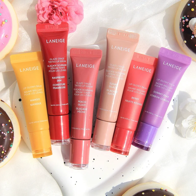 Laneige-bálsamo de hidratación ligero, brillo de labios, manteca de karité, brillo de labios polipéptido teñido, suero, Donut de fruta, cuidado del aceite de labios
