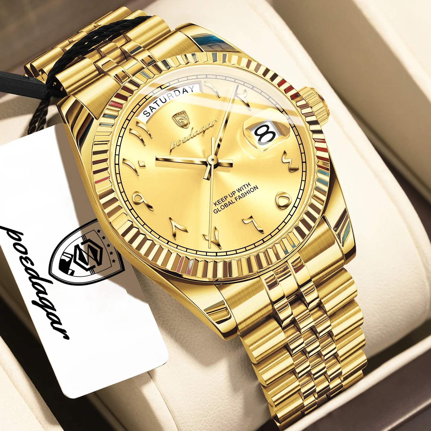 POEDAGAR Top Trendy Herenhorloge RVS Waterdicht Business Herenhorloge Datum Week Quartz Creatief Herenhorloges Reloj Hombre
