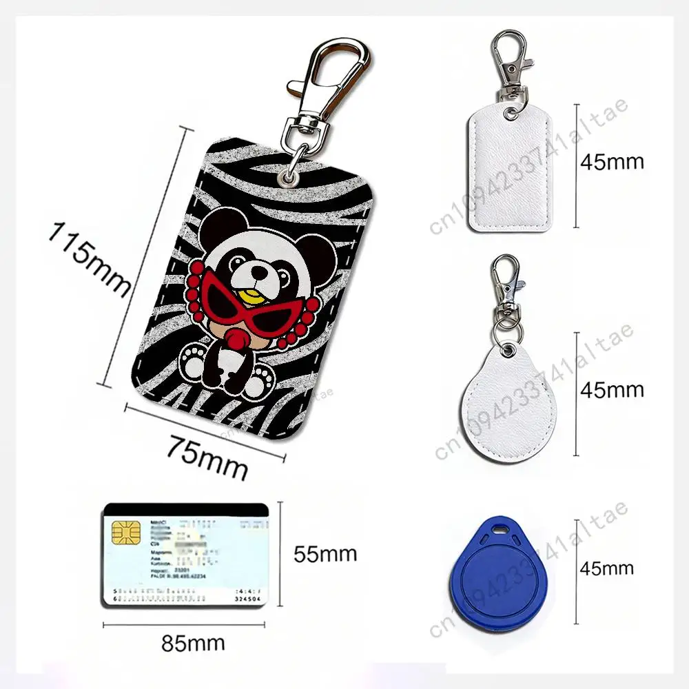 H-Hysteric Cute M-Mini Rectangle Card Case Leather Card Holder Keychain Key Ring Transportation Card Case