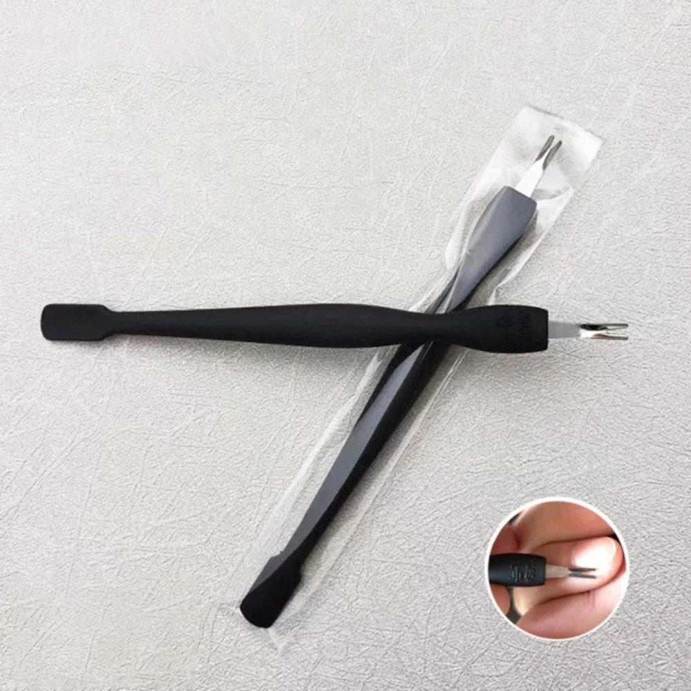 

1Pc New Fashion V-shaped Nail Cuticle Pushers Dead Skin Fork Removal Black Handle Double Sided Pedicure Nails Care Tools