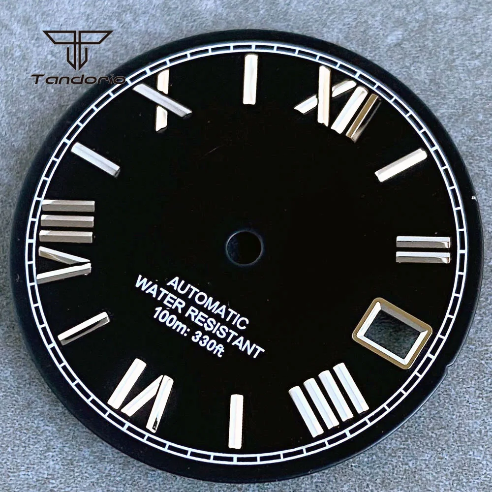 Multicolor Sterile 29mm Automatic NH35 Watch Dial+Hands Roman Marks Retro Sunburst Wristwatch Face Date Window Accessories Parts