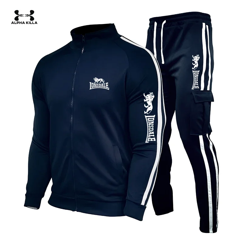 Tracksuits Men New Polyester Sweatshirt Sporting  2023 Gyms Spring Jacket + Pants Casual Men\'s Track Suit Sportswear Fitness