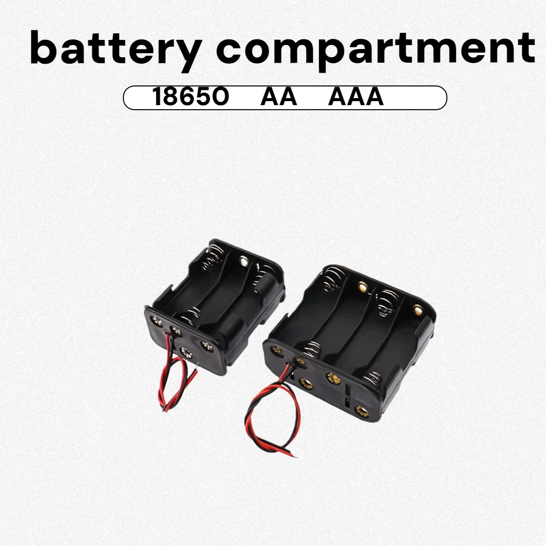 2PCS AA Battery Box 18650 Battery Holder AAA Box AA Storage Case With Switch With Cable 1/2/3/4 Slot Connect Black Red Wires
