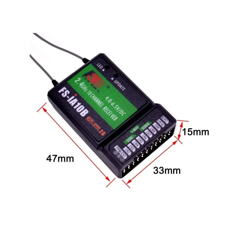 Flysky FS-iA10B 10 Channel Receiver 2.4G 10CH iBUS PWM PPM Output For FS-i6 FS-i6s FS-i10 Transmitter PV RC Helicopter Airplane