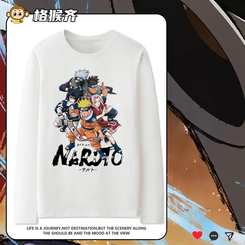 

Naruto anime long sleeve T-shirt male Naruto Sasuke co-named clothes Autumn and winter pure cotton base shirt