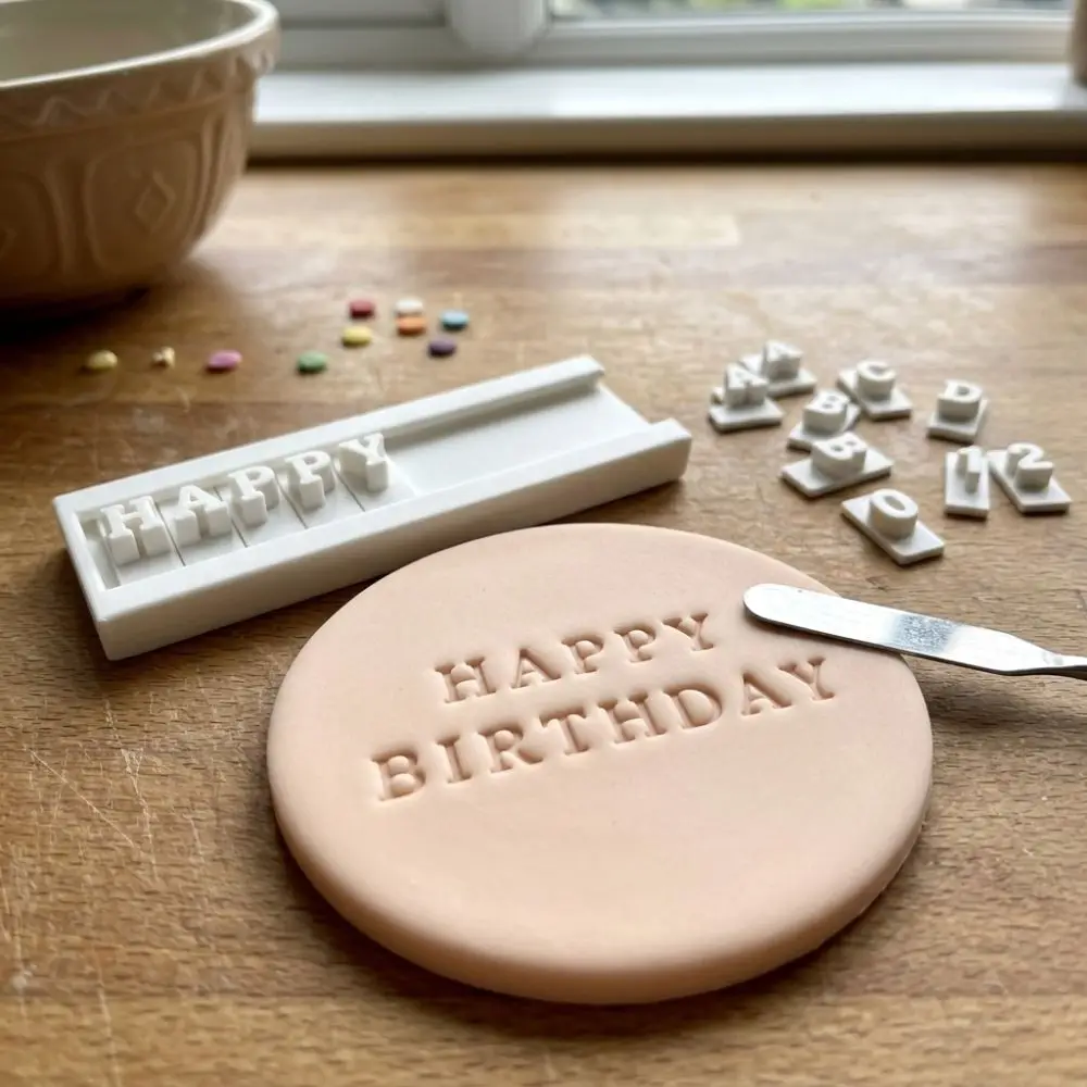 Handmade Clay Letter Number Stamp Set with 10 Number with 26 Letter Upper Lower Case Clay Stamp Precise Stamping with Tray