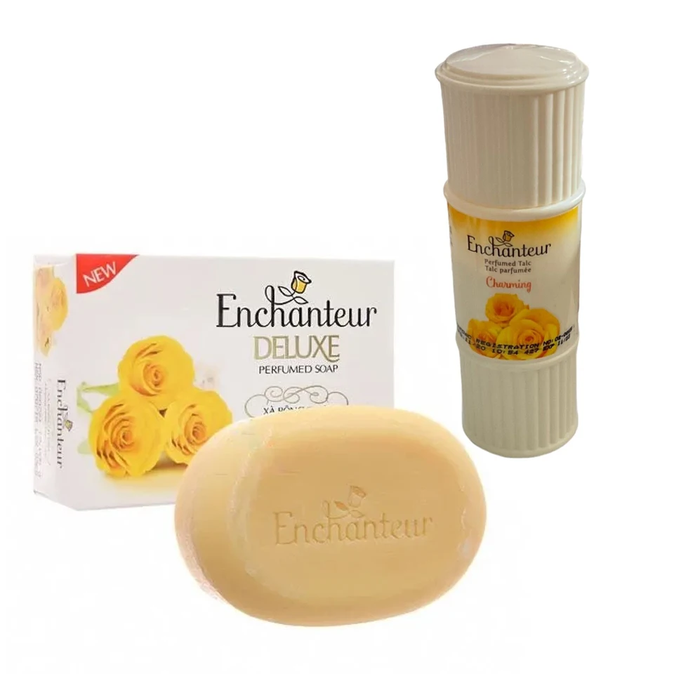 

DELUXE Xa Bong Cuc Enchanteur Charming Soap Talc Gently Cleanses And Moisturises Smooth Skin Fresh Lasting Rose Floral Scent