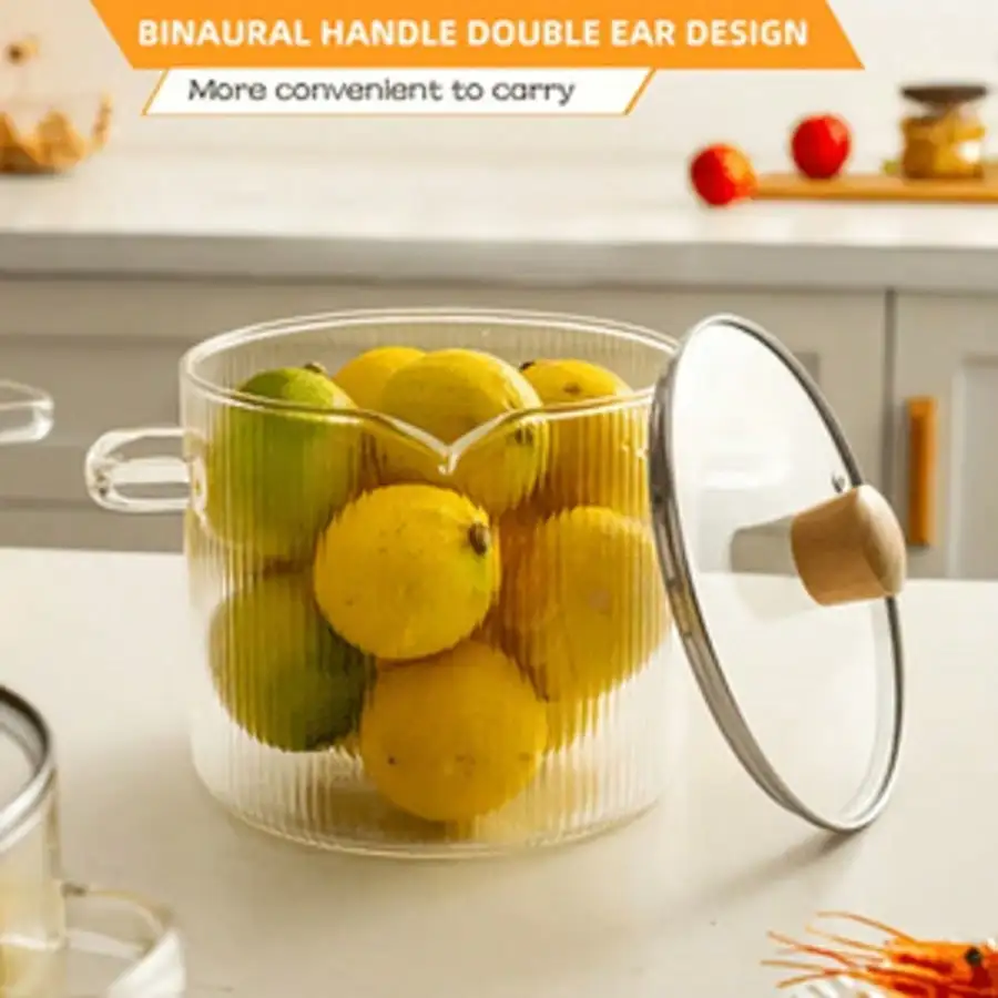 1 Pack Borosilicate Glass Pot, Heat-Resistant Transparent Soup And Congee Pot, Suitable For Stove And Oven, Ideal For Simmering