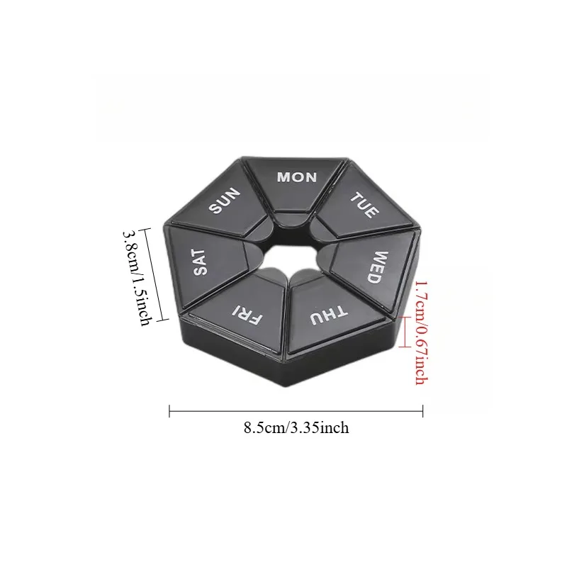 7-Fächer-Wochenpillendose, tragbarer Tabletten-Organizer für Reisen, Kunststoff-Medikamentenbehälter für 7 Tage, für Vitamine, Fischöl, Bonbons – Detail 1