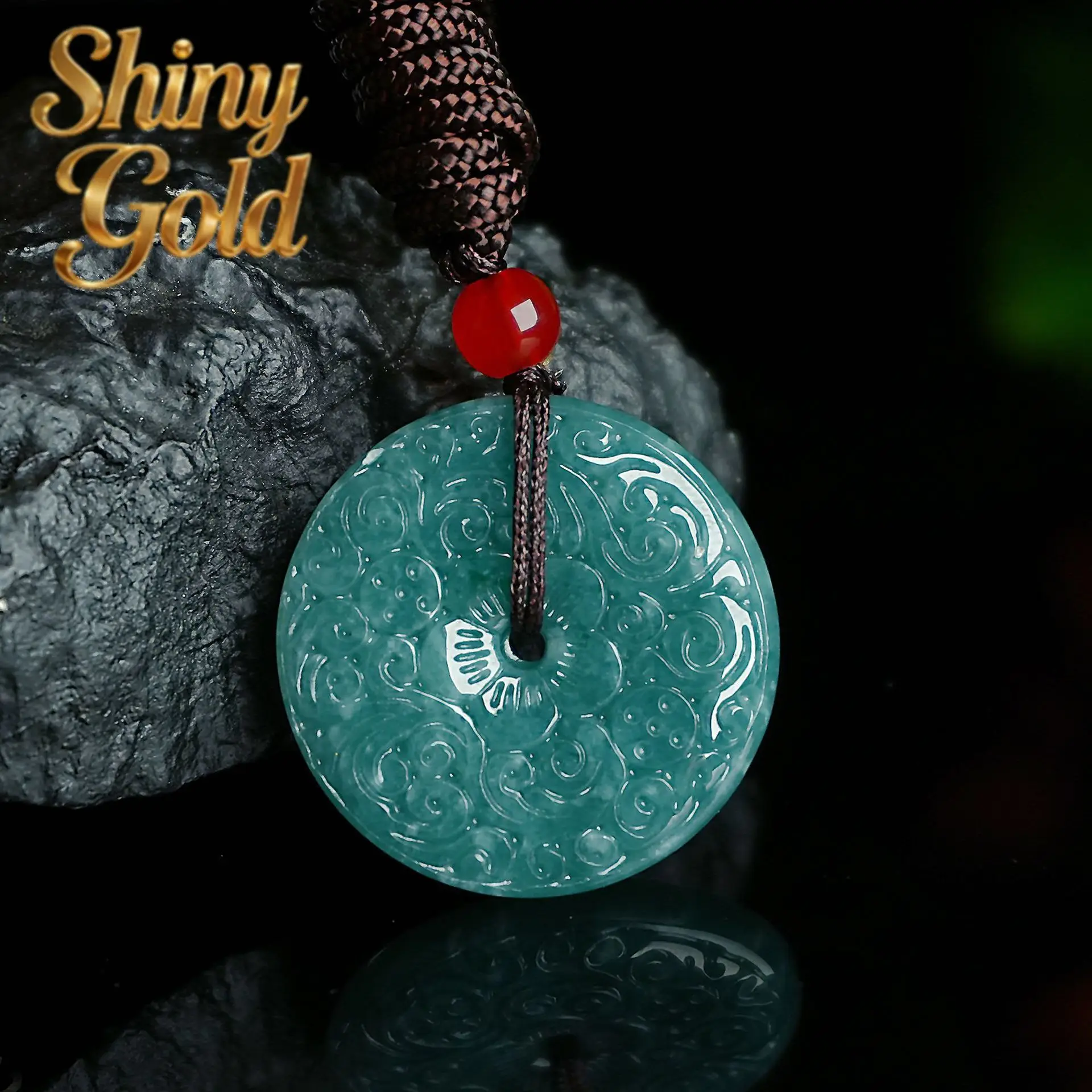 

ShinyGold Xiangyun Ping An Buckle Pendant Men's And Women's Double-sided Carved Jade Pendant