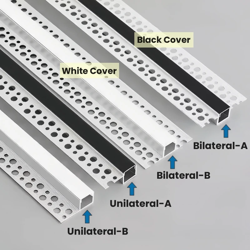 Bordo del soffitto senza bordi Profilo in alluminio a LED da incasso canale incorporato Diffusore nero Parete Pavimento Scala Bagno Bar Strisce luminose