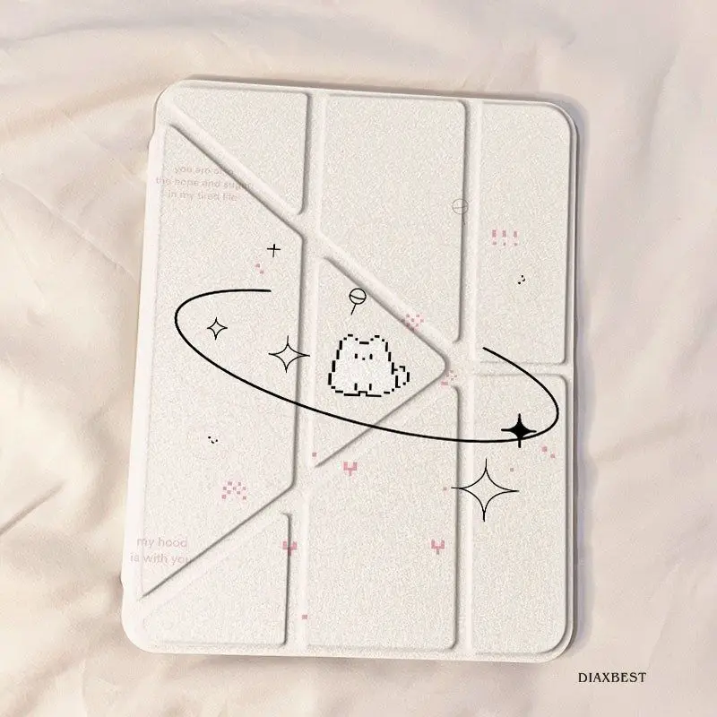 Korean Ins Cute Kitten iPad Case For iPad Pro 11 13in 2025 iPad Pro 12.9in Air7 10th 11th M4/5 MINI 3+y Fold Rotate Cover y2k